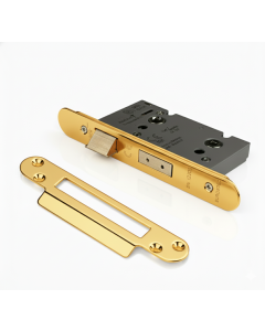 Eurospec BAS5025PVD Easi - T - Bathroom Lock 5mm Follower 44mm 64mm Radius Polished Brass PVD