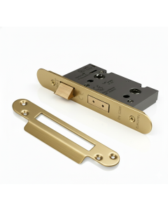 Eurospec Easi - T Bathroom Security Sashlock 44mm Backset 64mm Case Radius Satin Brass