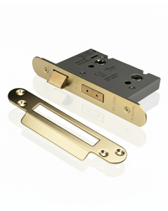 Eurospec BAS5030PVD Easi - T Bathroom Lock 5mm Follower 57mm backset 76mm case Polished Brass PVD