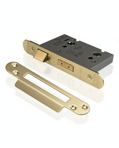 Eurospec Easi - T Bathroom Security Sashlock 57mm Backset 76mm Case Radius Satin Brass