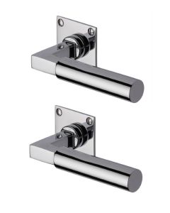 Heritage Brass BAU1926-PC Door Handle Lever Latch on Square Rose Bauhaus Design Polished Chrome finish