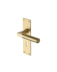 Heritage Brass BAU7300-SB Door Handle Lever Lock Bauhaus Design Satin Brass finish
