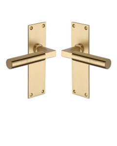 Heritage Brass BAU7310-SB Door Handle Lever Latch Bauhaus Design Satin Brass finish