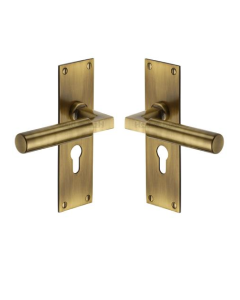 Heritage Brass BAU7348-AT Door Handle for Euro Profile Plate Bauhaus Design Antique finish