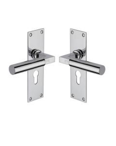Heritage Brass BAU7348-PC Door Handle for Euro Profile Plate Bauhaus Design Polished Chrome finish