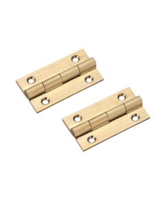 IRONZONE Solid Drawn Brass Butt Cabinet Hinges -38 x 22 x 1.3mm - Satin Brass