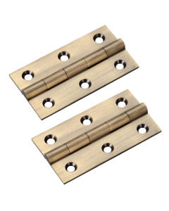 IRONZONE BHI64AB Solid Drawn Brass Butt Hinge - 64 x 35 - Antique Brass