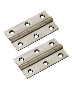 IRONZONE BHI64SN Solid Drawn Brass Butt Hinge - 64 x 35 - Satin Nickel