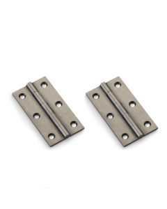IRONZONE Solid Drawn Brass Butt Cabinet Hinges -75 x 41 x 2mm - Polished Pewter