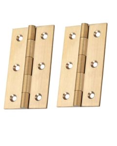 IRONZONE Solid Drawn Brass Butt Cabinet Hinges -75 x 41 x 2mm - Satin Brass