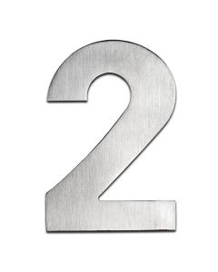 BLU, Number 2 Self Adhesive Door Numeral, 100mm, 316 Satin Stainless Steel BLN2-SSS