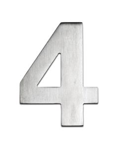 BLU, Number 4 Self Adhesive Door Numeral, 100mm, 316 Satin Stainless Steel BLN4-SSS
