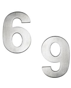 BLU, Number 6 or 9 Self Adhesive Door Numeral, 100mm, 316 Satin Stainless Steel BLN6-SSS