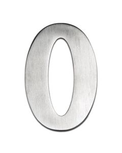 BLU, Number 0 Self Adhesive Door Numeral, 100mm, 316 Satin Stainless Steel BLN0-SSS