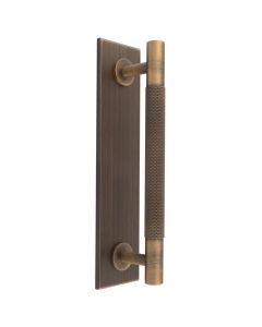 Carlisle Brass BP700BAB168AB Knurled Pull handle on Backplate 168mm Antique brass