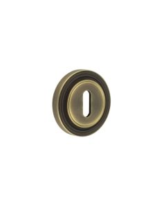 Burlington Standard Keyway Escutcheons Reeded Rose Antique Brass
