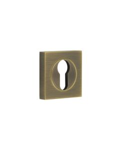Burlington Euro Profile Escutcheons Square Plain Rose Antique Brass