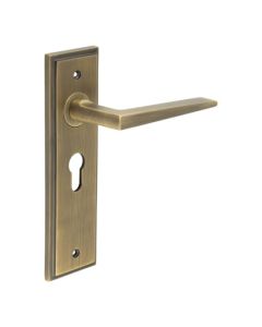 Frelan Burlington Mayfair Door Handle on Euro Profile Lock Plate Antique Brass BUR10KIT11 Consist of BUR10AB and BUR454AB