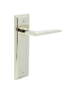 Frelan Burlington Mayfair Door Handle on Latch Plate Polished Nickel BUR10KIT164 Consist of BUR10PN and BUR450PN