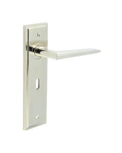 Frelan Burlington Mayfair Door Handle on Standard Lock Plate Polished Nickel BUR10KIT165 Consist of BUR10PN and BUR451PN