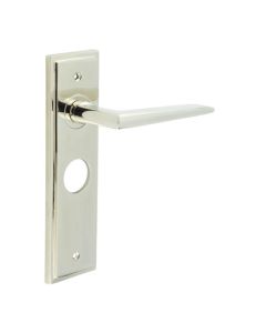 Frelan Burlington Mayfair Door Handle on Bathroom Plate Polished Nickel BUR10KIT166 Consist of BUR10PN and BUR453PN