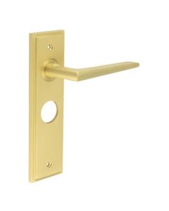 Frelan Burlington Mayfair Door Handle on Bathroom Plate Satin Brass BUR10KIT244 Consist of BUR10SB and BUR453SB