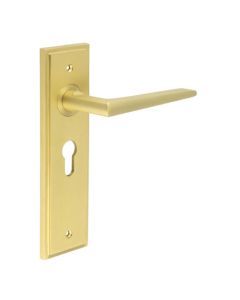 Frelan Burlington Mayfair Door Handle on Euro Profile Lock Plate Satin Brass BUR10KIT245 Consist of BUR10SB and BUR454SB