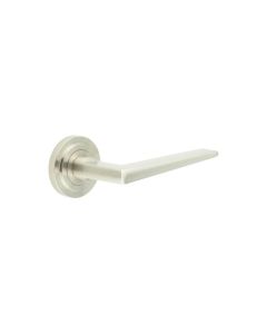 Frelan Burlington Mayfair Door Handle on Stepped outer Rose Satin Nickel BUR10KIT315 Consist of BUR10SN and BUR52SN