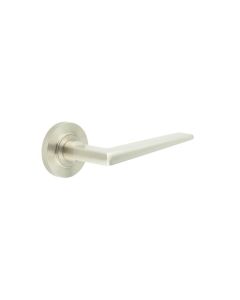 Frelan Burlington Mayfair Door Handle on Knurled Outer Rose Satin Nickel BUR10KIT317 Consist of BUR10SN and BUR55SN