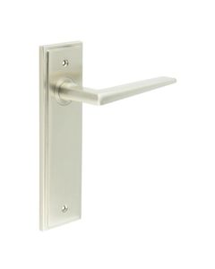Frelan Burlington Mayfair Door Handle on Latch Plate Satin Nickel BUR10KIT320 Consist of BUR10SN and BUR450SN