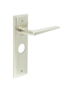 Frelan Burlington Mayfair Door Handle on Bathroom Plate Satin Nickel BUR10KIT322 Consist of BUR10SN and BUR453SN