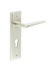 Frelan Burlington Mayfair Door Handle on Din Euro Profile Lock Plate Satin Nickel BUR10KIT324 Consist of BUR10SN and BUR455SN