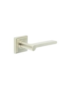 Frelan Burlington Fitzrovia Door Handle on Square Stepped Outer Rose Satin Nickel BUR15KIT319 Consist of BUR15SN and BUR152SN