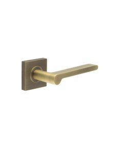 Frelan Burlington Fitzrovia Door Handle on Square Plain Outer Rose Antique Brass BUR15KIT6 Consist of BUR15AB and BUR150AB