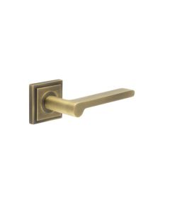 Frelan Burlington Fitzrovia Door Handle on Square Stepped Outer Rose Antique Brass BUR15KIT7 Consist of BUR15AB and BUR152AB