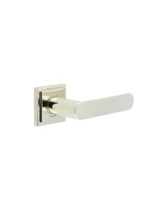 Frelan Burlington Kensington Door Handle on Square Stepped Outer Rose Polished Nickel BUR25KIT163 Consist of BUR25PN and BUR152PN