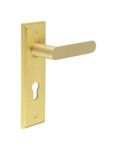 Frelan Burlington Kensington Lever on PlateDin Euro Profile Lock Plate Satin Brass BUR25KIT246 Consist of BUR25SB and BUR455SB