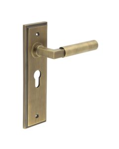 Frelan Burlington Westminster Door Handle on Euro Profile Lock Plate Antique Brass BUR30KIT11 Consist of BUR30AB and BUR454AB