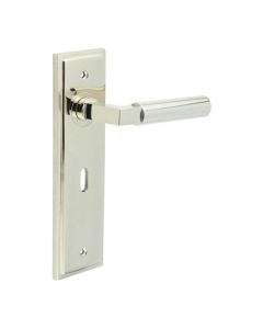 Frelan Burlington Westminster Door Handle on Standard Lock Plate Polished Nickel BUR30KIT165 Consist of BUR30PN and BUR451PN