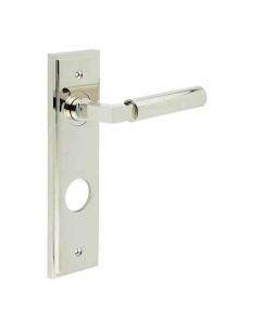 Frelan Burlington Westminster Door Handle on Din Bathroom Plate Polished Nickel BUR30KIT169 Consist of BUR30PN and BUR456PN