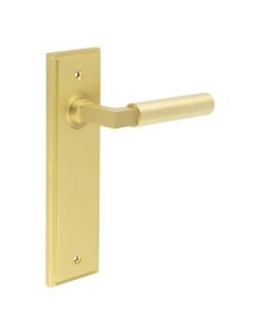 Frelan Burlington Westminster Door Handle on Latch Plate Satin Brass BUR30KIT242 Consist of BUR30SB and BUR450SB