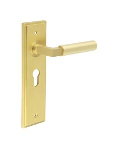 Frelan Burlington Westminster Door Handle on Euro Profile Lock Plate Satin Brass BUR30KIT245 Consist of BUR30SB and BUR454SB