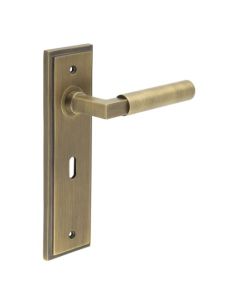 Frelan Burlington Westminster Door Handle on Standard Lock Plate Antique Brass BUR30KIT9 Consist of BUR30AB and BUR451AB