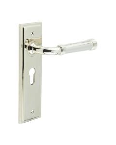 Frelan Burlington Highgate Lever on PlateEuro Profile Lock Plate Polished Nickel BUR35KIT167 Consist of BUR35PN and BUR454PN