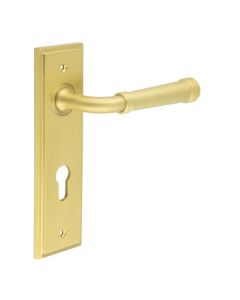 Frelan Burlington Highgate Lever on PlateDin Euro Profile Lock Plate Satin Brass BUR35KIT246 Consist of BUR35SB and BUR455SB