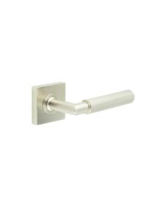 Frelan Burlington Piccadilly Door Handle on Square Plain Outer Rose Satin Nickel BUR40KIT318 Consist of BUR40SN and BUR150SN