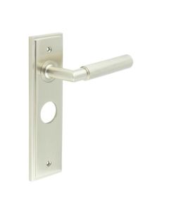 Frelan Burlington Piccadilly Door Handle on Bathroom Plate Satin Nickel BUR40KIT322 Consist of BUR40SN and BUR453SN