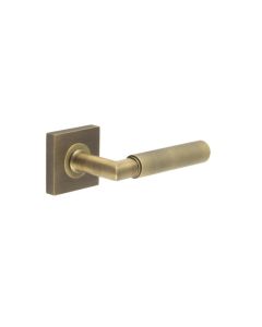 Frelan Burlington Piccadilly Door Handle on Square Plain Outer Rose Antique Brass BUR40KIT6 Consist of BUR40AB and BUR150AB