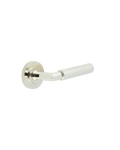 Frelan Burlington Piccadilly Door Handle on Knurled Outer Rose Polished Nickel BUR40KIT161 Consist of BUR40PN and BUR55PN