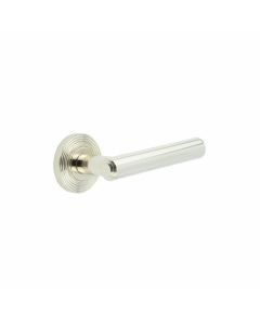 Frelan Burlington Richmond Door Handle on Reeded outer Rose Polished Nickel BUR45KIT160 Consist of BUR45PN and BUR53PN